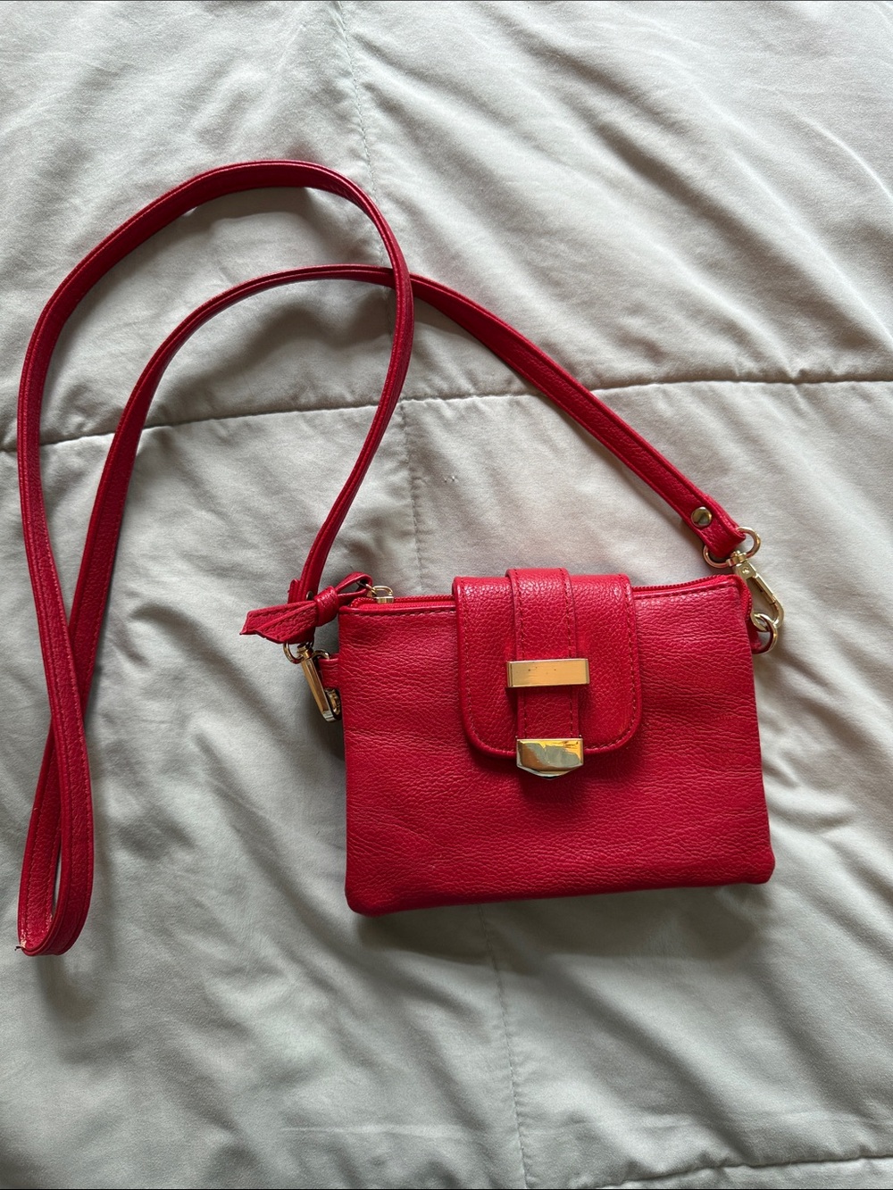 Red Leather Crossbody Bag - Women's Shoulder Purse
